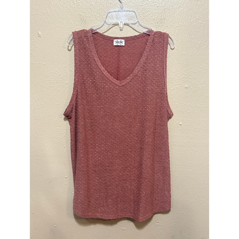 Texas True‎ Threads Womens Tank Top Large Rose Pink Sleeveless V Neck Casual